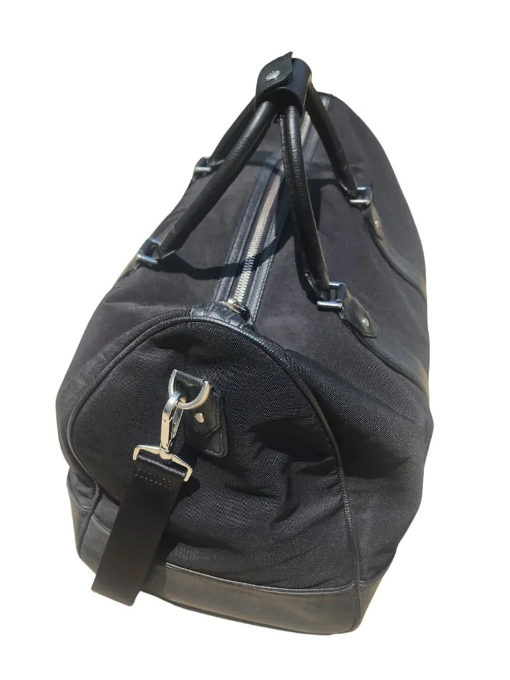 Banana Republic Black Canvas Leather Trim Weekender Duffle Travel Bag
